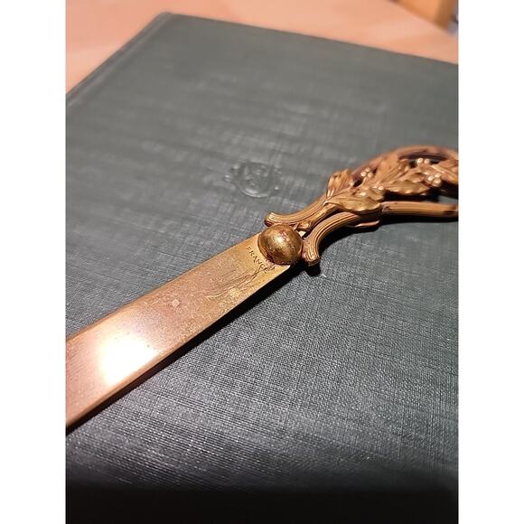 SOLD Brass Metal Letter Opener Page Turner Art Nouveau Antique Botanical France - Picture 4 of 6
